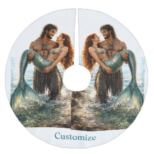 Man and Mermaid Thunder_Cove Brushed Polyester Tree Skirt