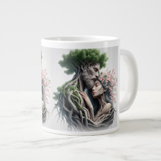 man and nature fusion large coffee mug