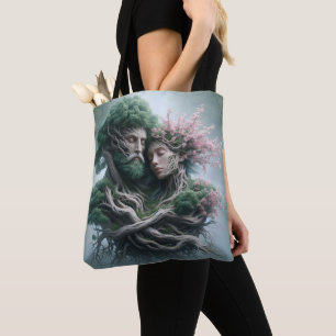 man and nature fusion tote bag