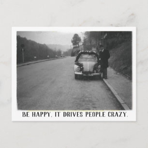 Man and Vintage Automobile Happy Postcard