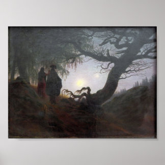 Man and Woman Contemplating the Moon Poster