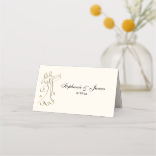 Man and Woman Dancing Escort Card Place Card Ivory