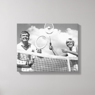 Man and Woman Playing Tennis Canvas Print