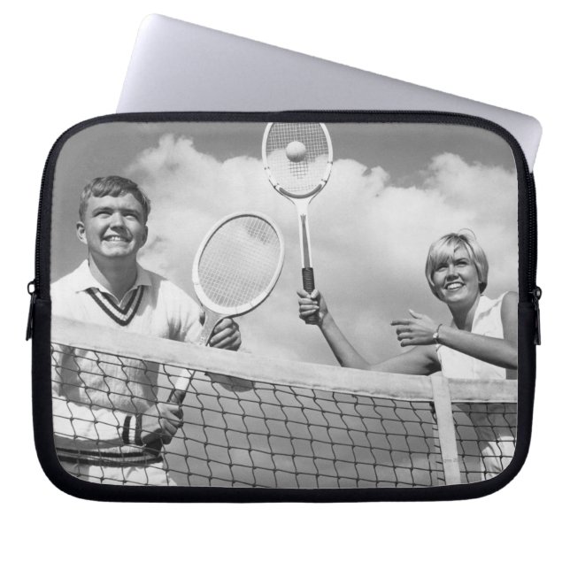 Man and Woman Playing Tennis Laptop Sleeve (Front)