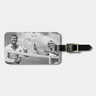 Man and Woman Playing Tennis Luggage Tag