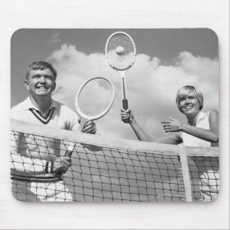 Man and Woman Playing Tennis Mouse Mat