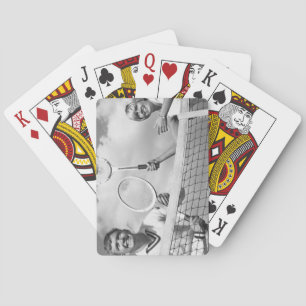 Man and Woman Playing Tennis Playing Cards