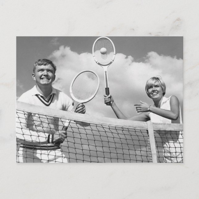 Man and Woman Playing Tennis Postcard (Front)