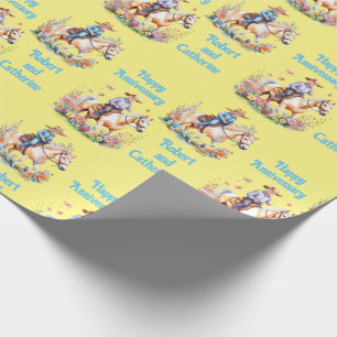 Man and Woman Riding Horses Custom Any Occasion Wrapping Paper