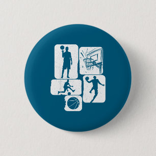 Man Basketball Player Coach Fan Basket 6 Cm Round Badge