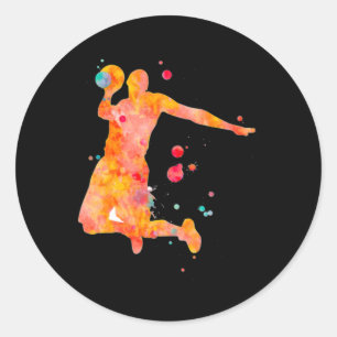 Man Basketball Player Watercolor Painting  Classic Round Sticker
