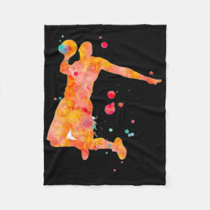 Man Basketball Player Watercolor Painting Fleece Blanket