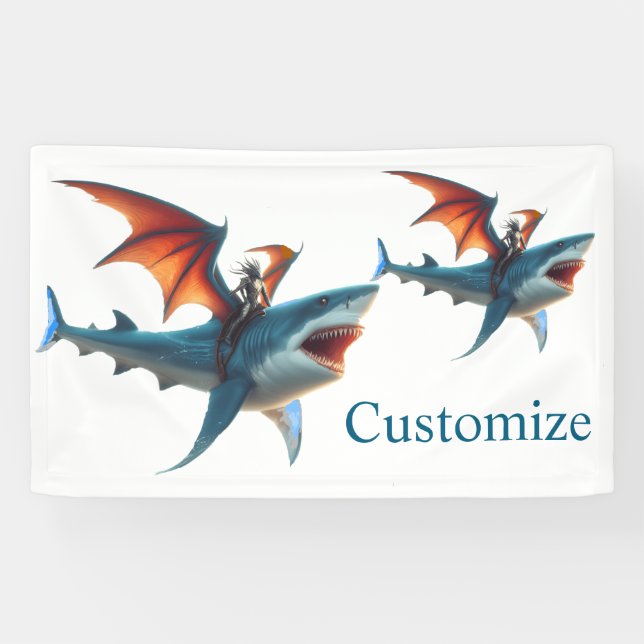 Man-Bat Riding Scary Shark Thunder_Cove Banner (Horizontal)