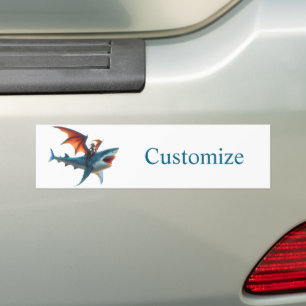 Man-Bat Riding Scary Shark Thunder_Cove Bumper Sticker