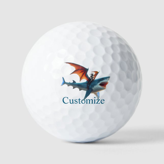 Man-Bat Riding Scary Shark Thunder_Cove Golf Balls (Front)