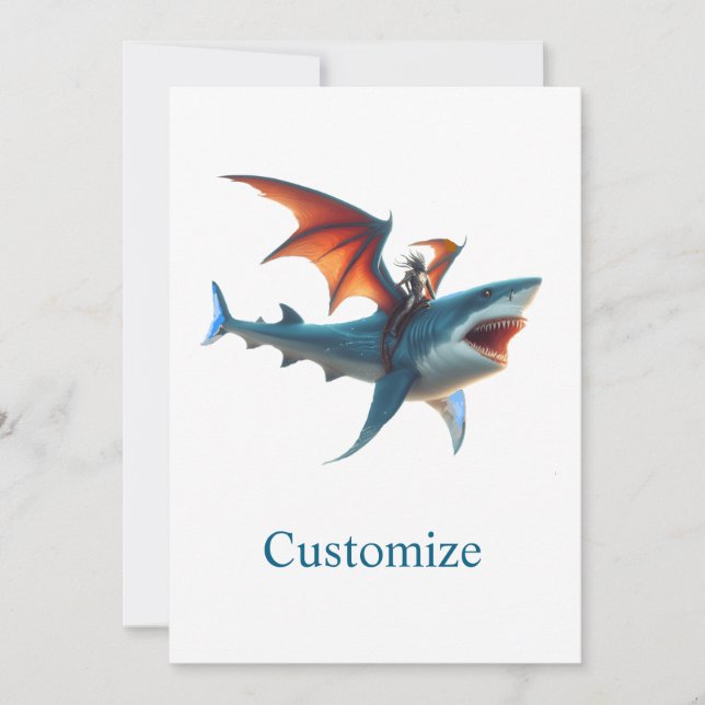 Man-Bat Riding Scary Shark Thunder_Cove Invitation (Front)