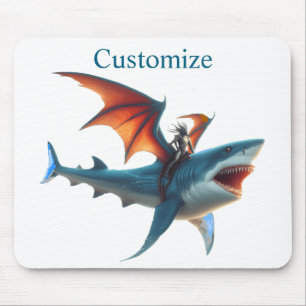 Man-Bat Riding Scary Shark Thunder_Cove Mouse Mat
