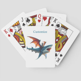 Man-Bat Riding Scary Shark Thunder_Cove Playing Cards