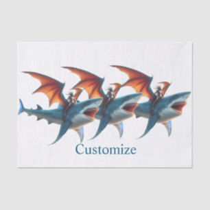 Man-Bat Riding Scary Shark Thunder_Cove Tissue Paper