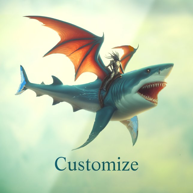 Man-Bat Riding Scary Shark Thunder_Cove Window Cling (Sheet 3)