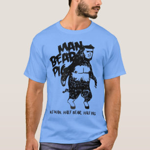 Man Bear Pig Funny Vintage Animal Mens Graphic Tee