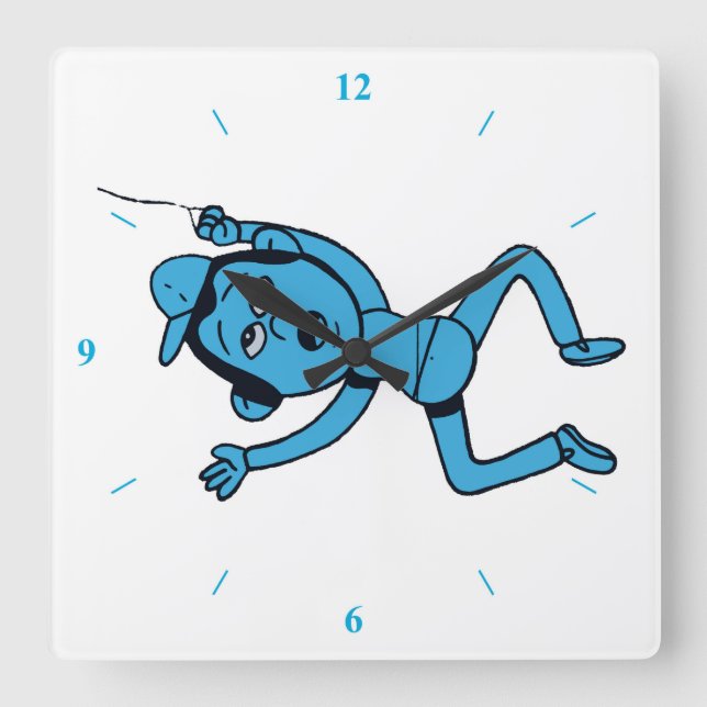 Man being taken for walk by dog. square wall clock (Front)