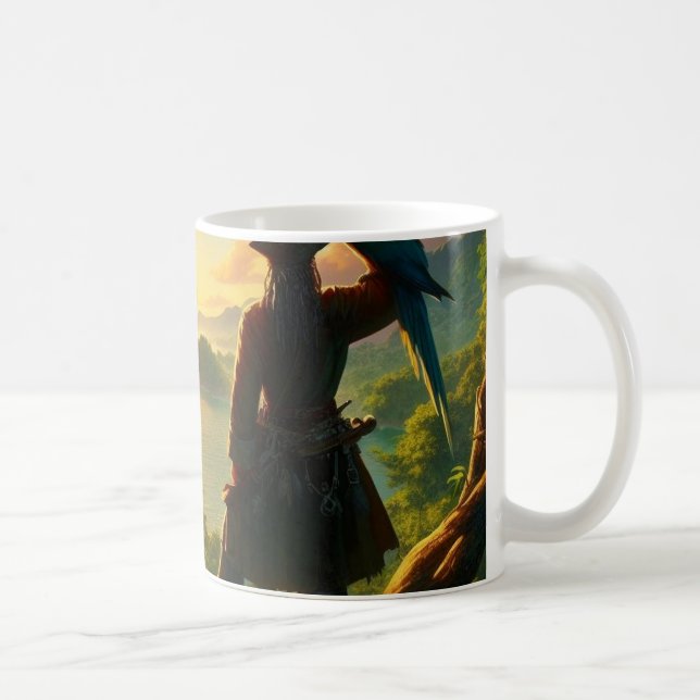Man & Birt Green Fild San Coffee Mug (Right)