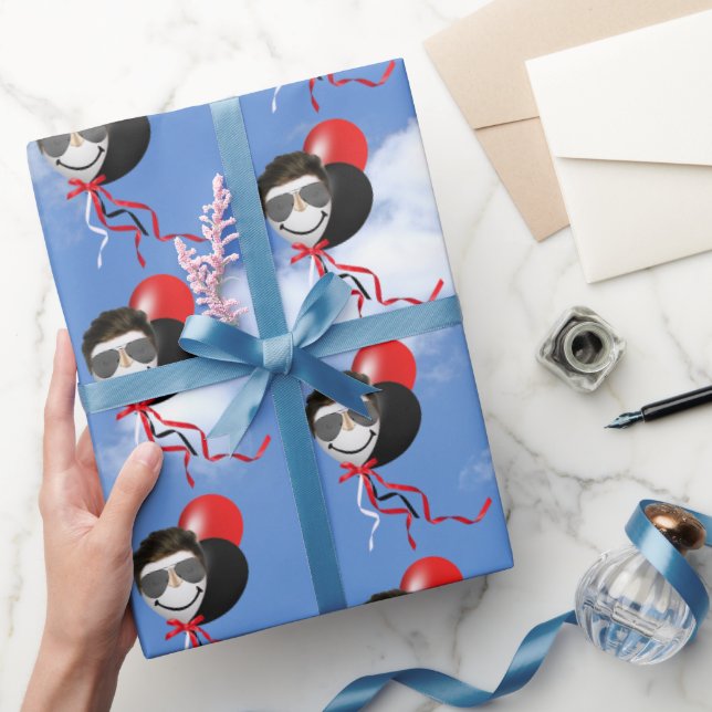 Man Birthday Balloons in Sky Wrapping Paper (Gifting)