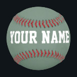 Man Birthday gift idea custom name text sage green Baseball<br><div class="desc">Create your unique Man Birthday gift masculine organic sage green custom name text Baseball adding your own personalized name, year, slogan, message or any text. Customizable cute baseball gift game for boy, boyfriend, dad, grandpa, cheerleaders, teen, teenager, baby boy, players, teammates, fans. Choose your favourite team and use any background...</div>