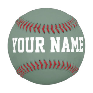 Man Birthday gift idea custom name text sage green Baseball