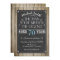Man Birthday invitation Chalkboard Rustic Adult 70