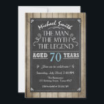 Man Birthday invitation Chalkboard Rustic Adult 70<br><div class="desc">♥ A perfect way to invite your guests to this special birthday party! The man The myth The legend theme.</div>