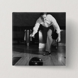Man Bowling 15 Cm Square Badge