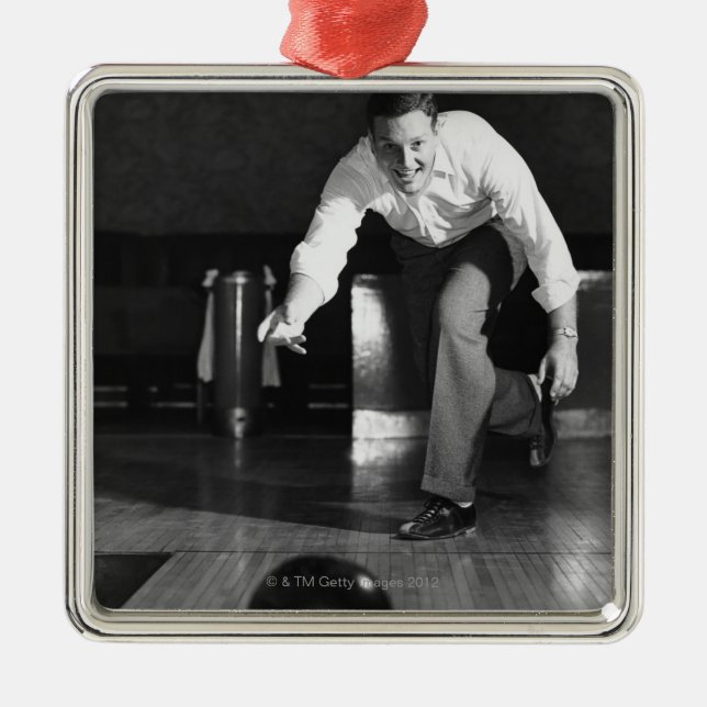 Man Bowling Metal Tree Decoration (Front)