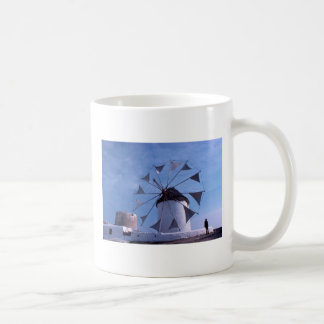 Man by a Mykonos windmill mug