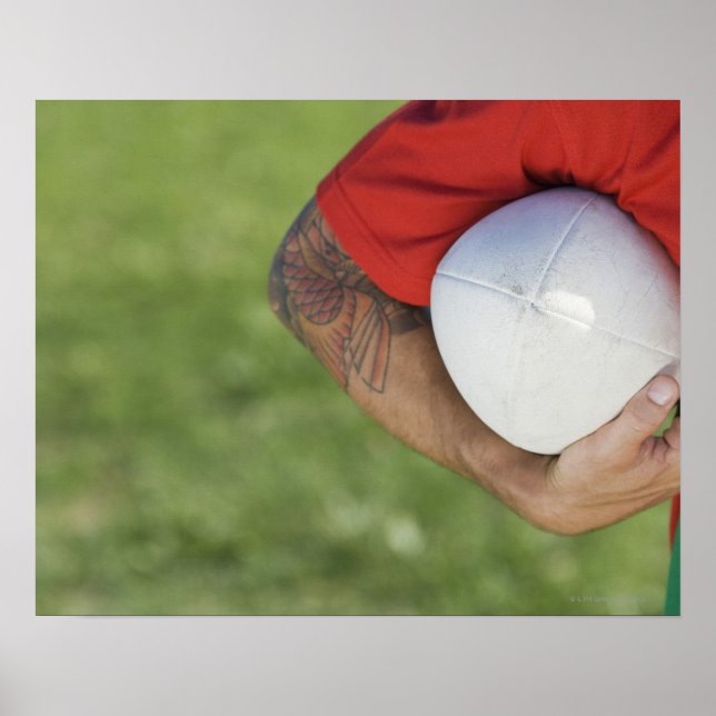 Man carrying rugby ball poster (Front)