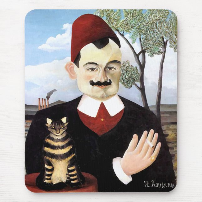 Man & Cat by Henri Rousseau Mouse Mat (Front)