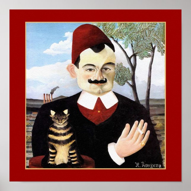 Man & Cat by Henri Rousseau Poster (Front)
