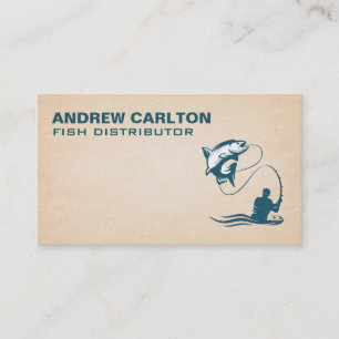Man Catching a Fish Business Card