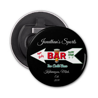 Man Cave Bar Beer Soda Button Magnetic Bottle Opener