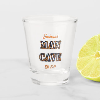 Man Cave Burned Text Effect Shot Glass Drinkware