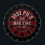 Man Cave Custom Name Dartboard<br><div class="desc">Coloured background with custom name and man cave in the centre of the board. Other colours available in the shop.</div>