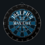 Man Cave Custom Name Dartboard<br><div class="desc">Coloured background with custom name and man cave in the centre of the board. Other colours available in the shop.</div>