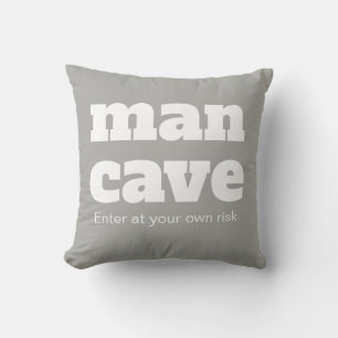Man Cave Enter at Your Own Risk Throw Pillow