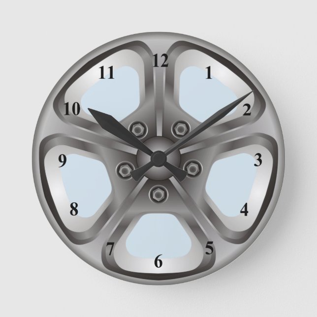 Man Cave Hub Cap Hubcaps Car Rims Tire Wheels Round Clock (Front)