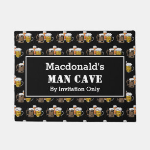 MAN CAVE Novelty Three Beers CUSTOMIZABLE Black Doormat