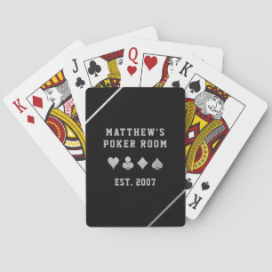 Man Cave Poker Room Personalised Silver Grey Playing Cards