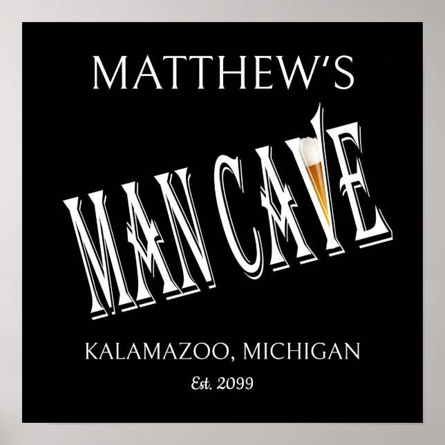 Man Cave Pub Poster Print Sign (Front)