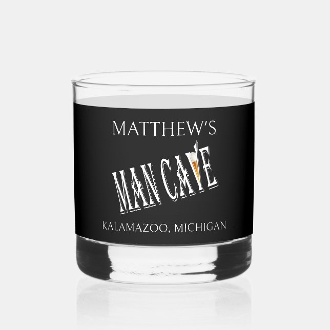 Man Cave Pub Rocks Whisky Glasses Drinkware (Front)