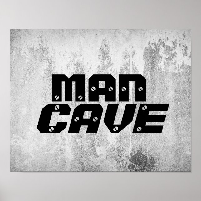man cave quote poster bold text on gray (Front)